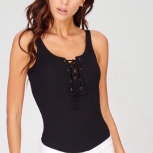 NEW! Black Lace-Up Bodysuit / Small